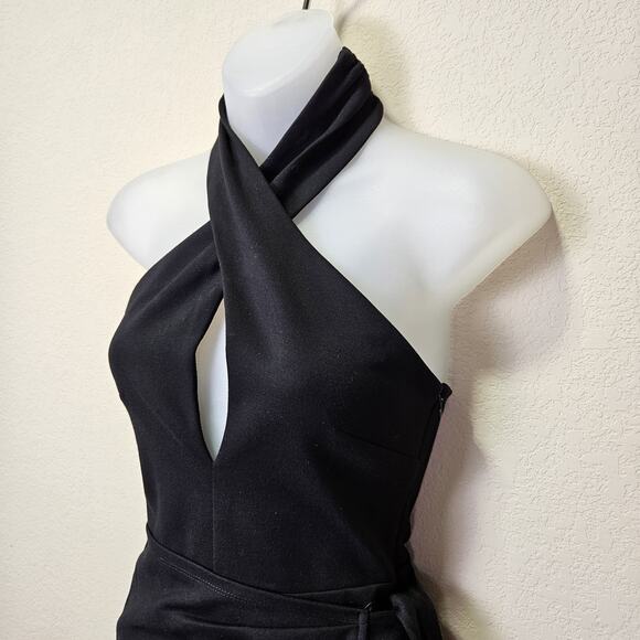 Lovers + Friend Corey Mini Wrap Dress Black Halter Cocktail Night Out Revolve XS - Picture 7 of 16